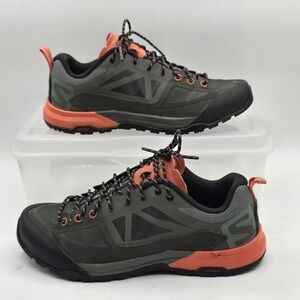 Salomon Shoes Womens Size 7 Gray Orange Low Top Hiking Trail Sneakers 398601